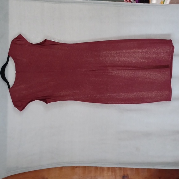 Triuhuology Women's Dress Size 10 Shimmery Red Dress With Ruching NWOT.   - Picture 3 of 11